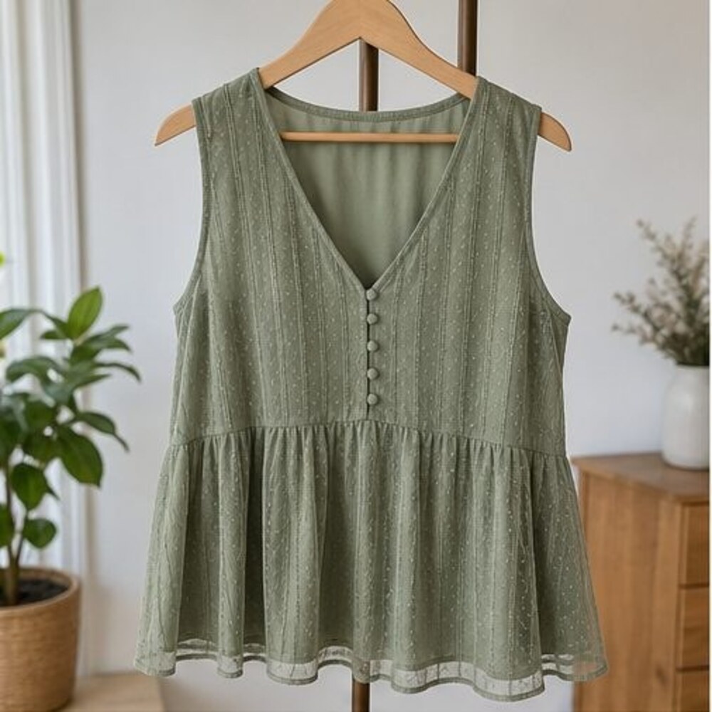 Sage Button Blouse
